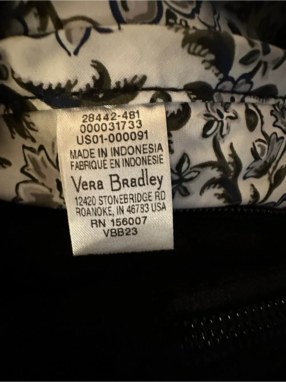 Vera Bradley Quilted Sling Bag - Black